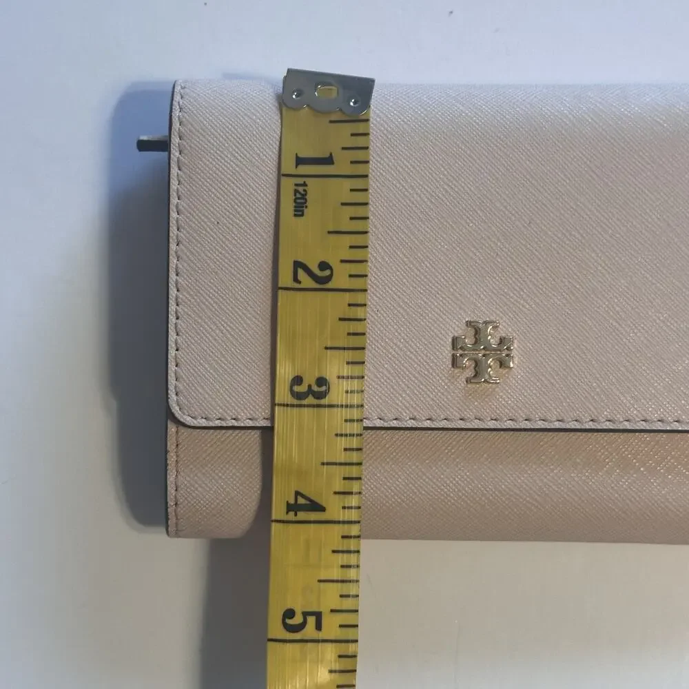 Tory Burch Robinson Saffiano Leather Trifold Wallet Apricot Peach